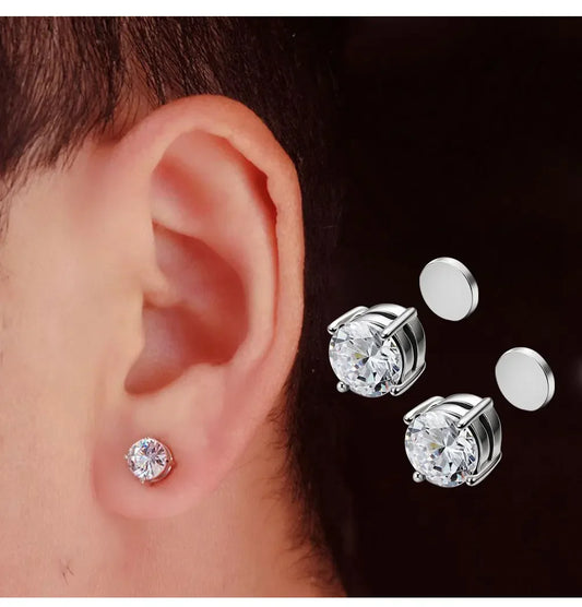 2PCS Magnetic Ear Clips Stud Earrings Non Piercing Strong Magnet Fake Piercing Women Men Jewelry Clip Earrings for Kids Girls