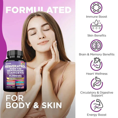 Zoyava | Resveratrol Fisetin Berberine Quercetin | 14-in-1 Antioxidant & Health Support