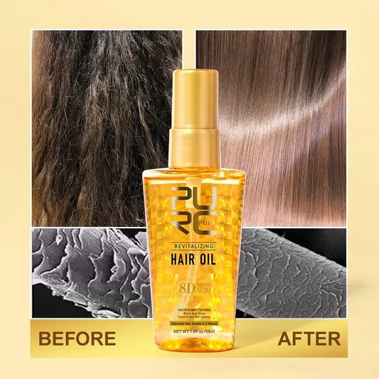 PURC Amino Acid Revitalizing Hair Oil – 50ml Moroccan Argan Serum for Shine, Repair & Frizz Control