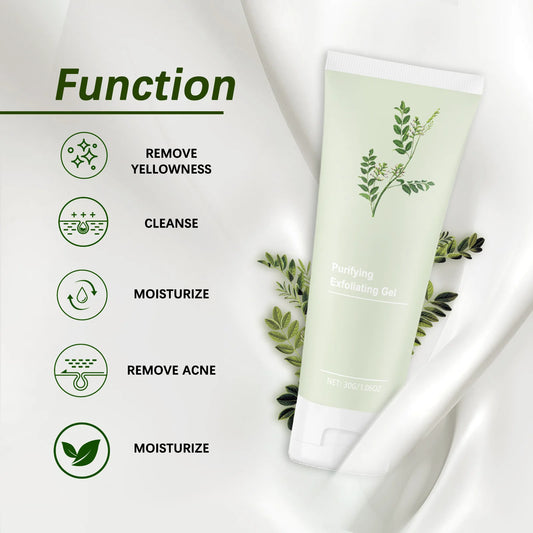 30g Purifying Exfoliating Gel - Gentle Face Body Scrub for Dullness, Yellowish Skin - Brightening, Smoothing Skin Care Treatment