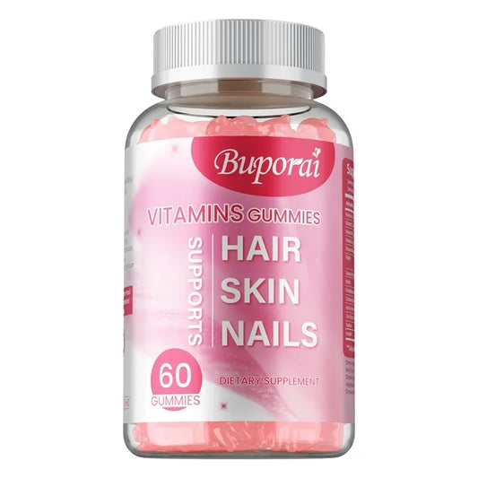 Buporai | Hair, Skin & Nails Gummies | Supports Hair Growth, Skin Care & Nail Health | 60 Gummies