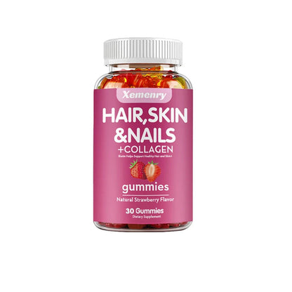 Xemenry | Hair, Skin & Nail Gummies with Biotin & Collagen | Supports Healthy Hair & Skin, Gluten-Free | 60 Gummies