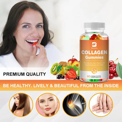 Beworths | Collagen Gummies with Biotin & Vitamins C & E | Hair Growth, Skin Care, Nails, Anti-Aging | 60 Gummies