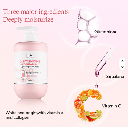 AILKE Glutathione & Vitamin C Body Lotion – 500ml Whitening & Moisturizing Cream with Squalane & Collagen