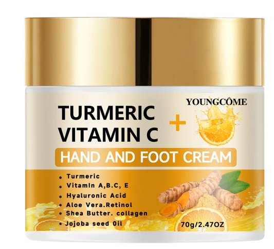 YOUNGCOME Turmeric Hand & Foot Cream – 40g/70g Moisturizing & Whitening Cream with Retinol, Vitamin C & Hyaluronic Acid