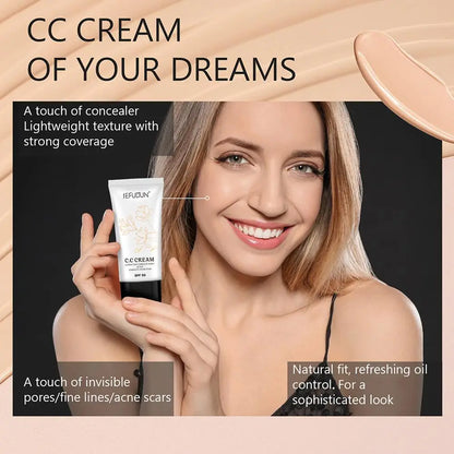 CC Cream Natural Concealer Liquid Foundation Waterproof Long Lasting Isolation BB Cream Oil-control Base Makeup 30ml