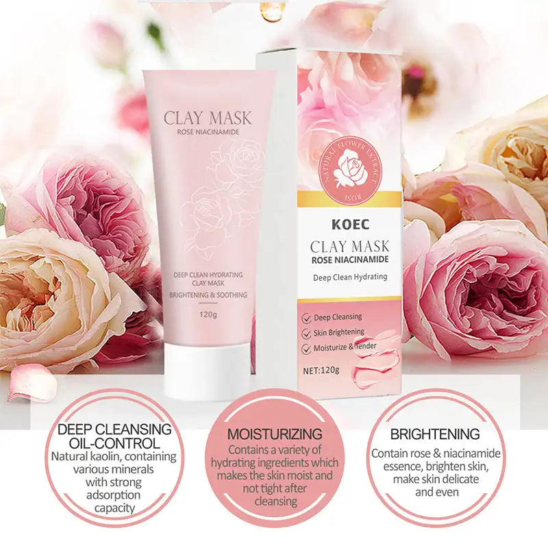 KOEC | Rose, Niacinamide & Aloe clay mask | Cleansing, Brightening & Pore Minimizing