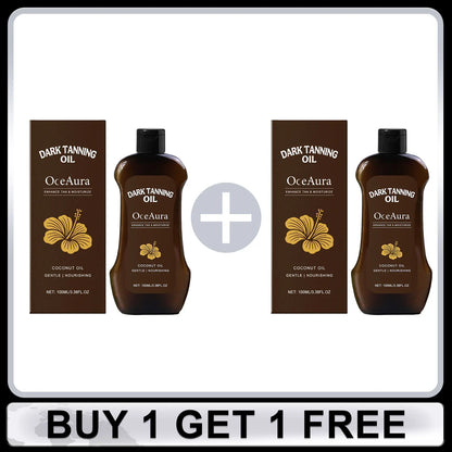 OCEAURA Coconut Dark Tanning Oil Long Lasting Bronzer Outdoor Summer Beach Brown Long Lasting Sunless Fake Tan Body Lotion 100m
