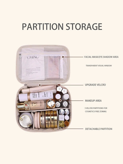New PU leather makeup bag with large capacity, portable, and high-end outdoor feel, layered and multi-layer waterproof makeup ca