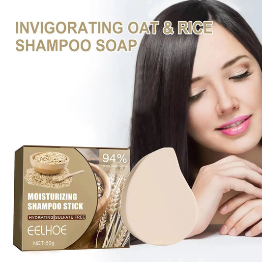 EELHOE Oat Rice Hair Growth Shampoo Bar – 60g Anti-Hair Loss, Dandruff Removal & Scalp Nourishment