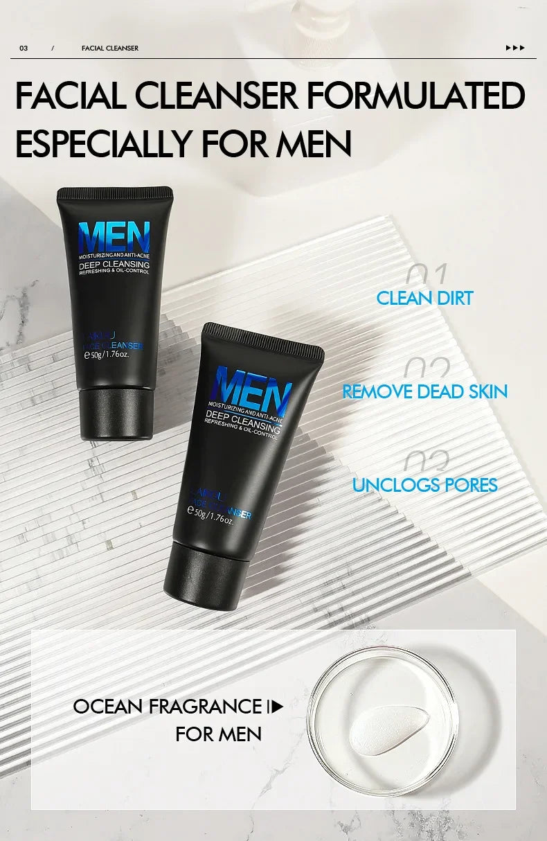 LAIKOU | Anti-Acne & Moisturizing Formula | Deep Cleansing & Oil Control for Men