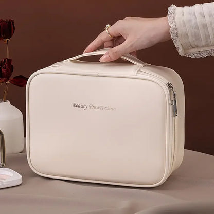 Large Capacity Waterproof PU Cosmetic Bag with Divider, Portable Travel Cosmetic Toiletry Storage Bag, Cosmetic Travel Bag  ...