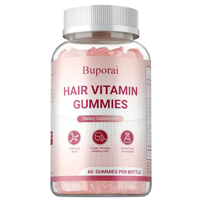 Buporai | Hair Growth Gummies | Strengthens Hair, Skin & Nails, Improves Elasticity | 60 Gummies