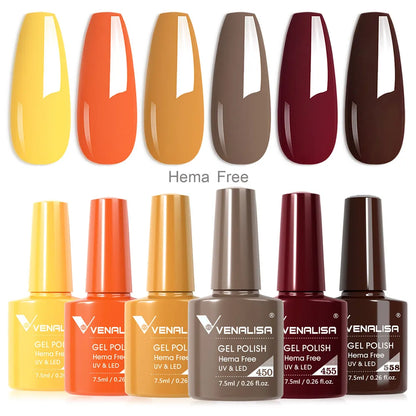 Venalisa Nail Gel Polish Kit HEMA FREE Nude Pink Color Collection Self Leveling Full Coverage Nail Manicure Set 6Pcs Kit