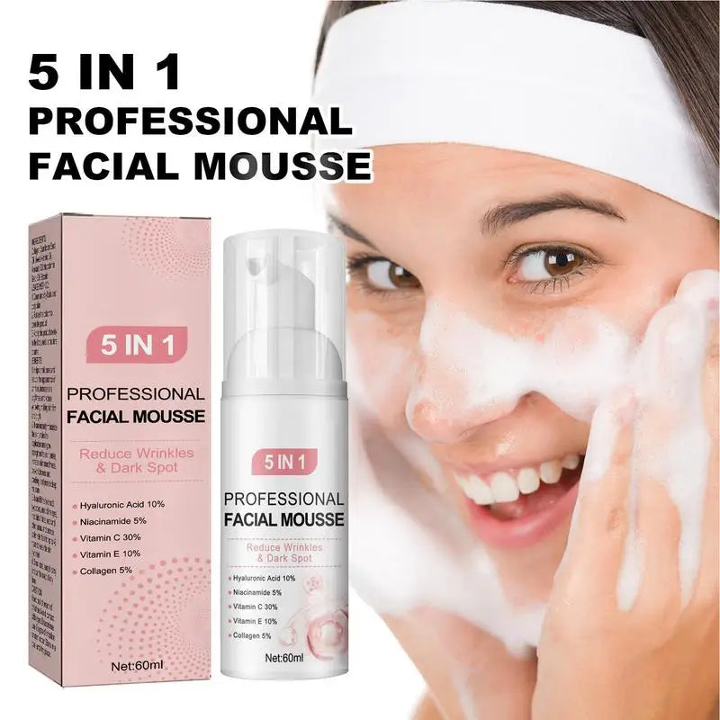 Professional Facial Mousse | Vitamin C, Hyaluronic Acid & Niacinamide | Deep Cleansing & Anti-Aging