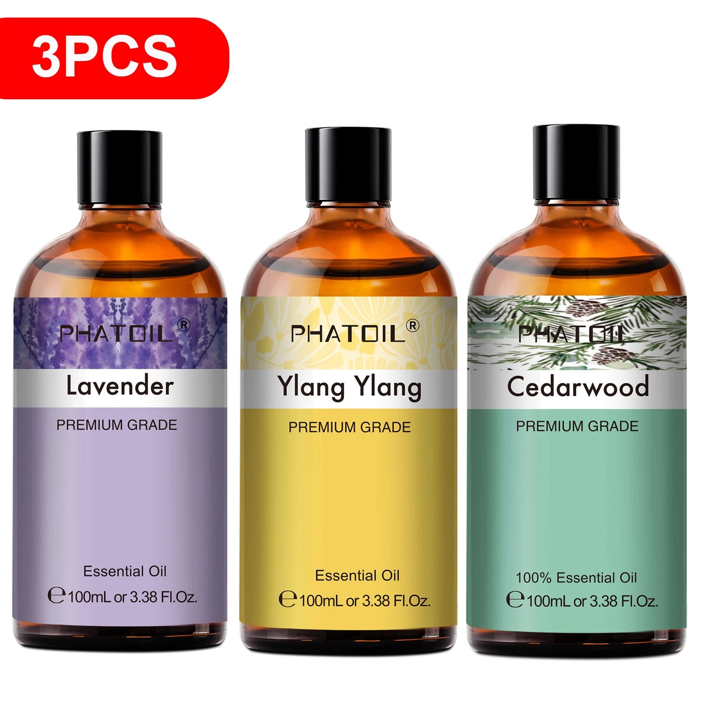 PHATOIL 100ml Natural Essential Oil For Skin Aromatherapy Diffuser Eucalyptus Lavender Vanilla Rose Fragrance Essential Oils