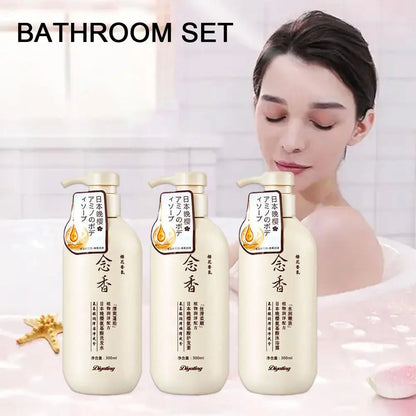 3 Pack Japanese Shampoo And Conditioner & Body Wash Set, Amino Acid Fragrant Japanese Evening Shampoo, Thick Smooth Hair