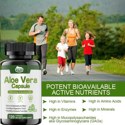 YUXIT | Aloe Vera Capsule | Slimming, Fat Burn, Gluten-Free, Vegan, Digestive & Immune Support | 120 Capsules