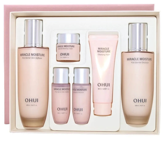 Ohui Pink Miracle Hydration Set – Toner, Lotion, Cream & Cleansing Foam | Moisturizing, Repairing & Nourishing Skin Care Kit