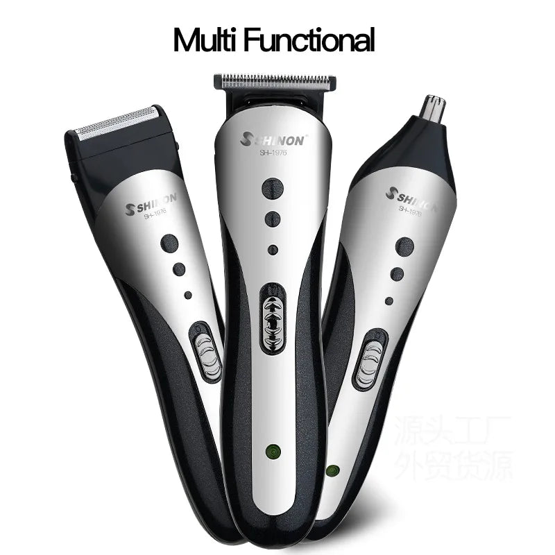 RESUXI SH-1976 Men's 3 in 1 Professional Hair Clipper Set Rechargeable Electric Shaver Ear Nose Hair Trimmer Grooming Kit