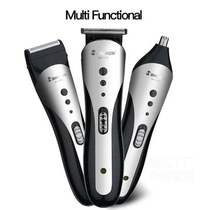 RESUXI SH-1976 Men's 3 in 1 Professional Hair Clipper Set Rechargeable Electric Shaver Ear Nose Hair Trimmer Grooming Kit