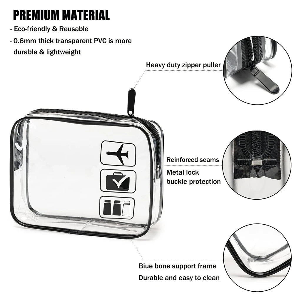 Cosmetic Pouch 3 Pcs Clear Toiletries Bags Carry On Airport Airline Compliant Bag Toiletry Bag Convenient Travel Toiletry Bag Fa
