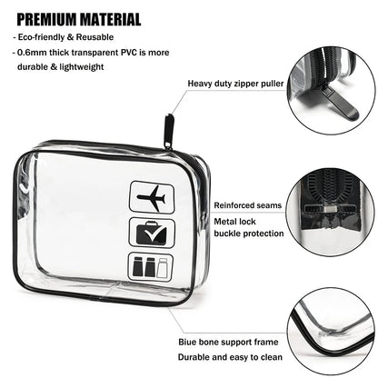 Cosmetic Pouch 3 Pcs Clear Toiletries Bags Carry On Airport Airline Compliant Bag Toiletry Bag Convenient Travel Toiletry Bag Fa