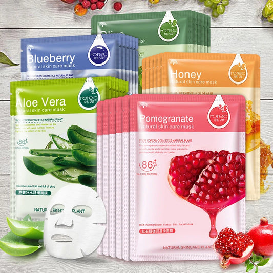Fresh Fruit Facial Masks | Korean Skincare for Moisturizing, Firming & Hydrating | Sheet Mask Set for Healthy, Glowing Skin|30pcs
