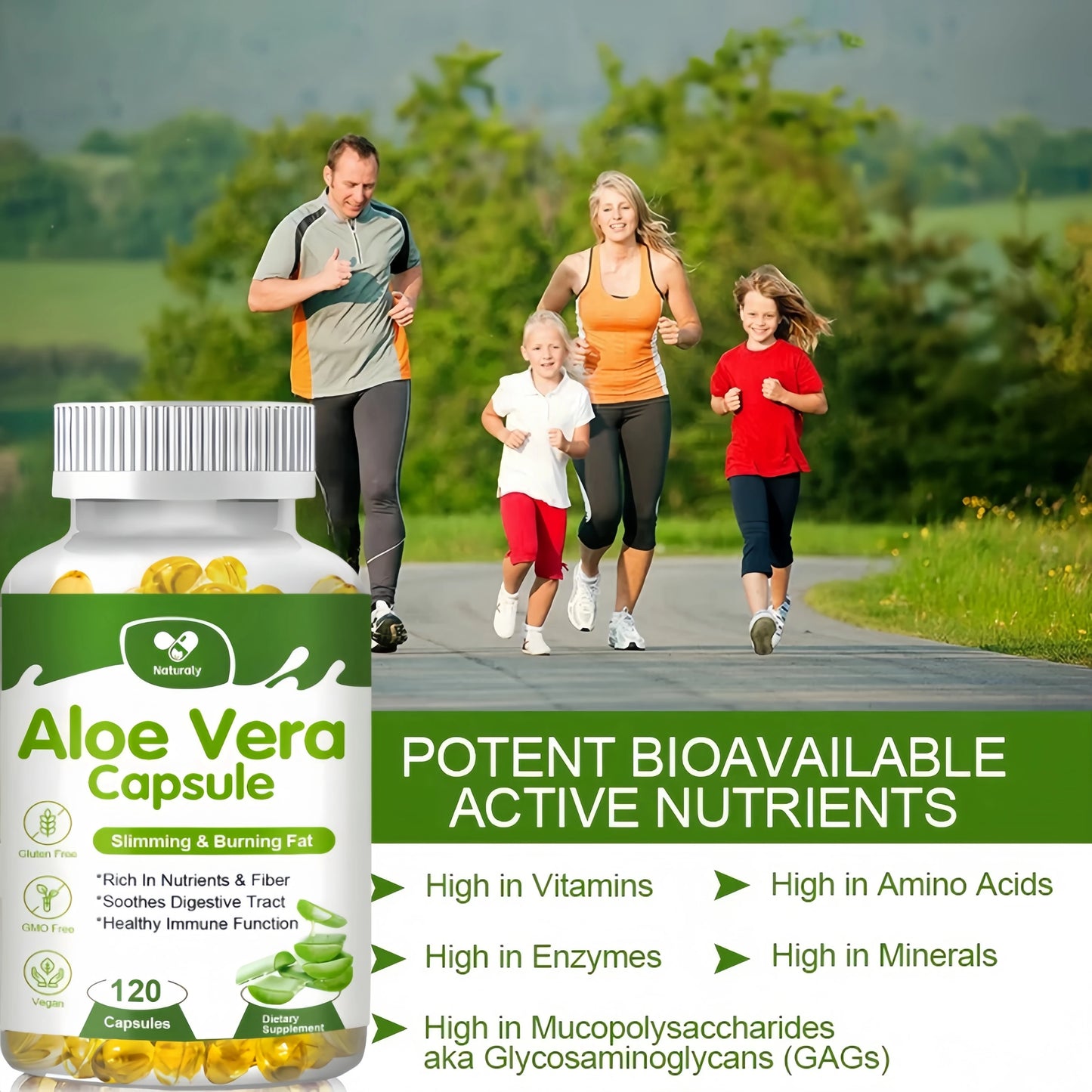 Naturaly | Aloe Vera Capsules | Slimming, Detox, Digestive & Immune Support | 120 Capsules