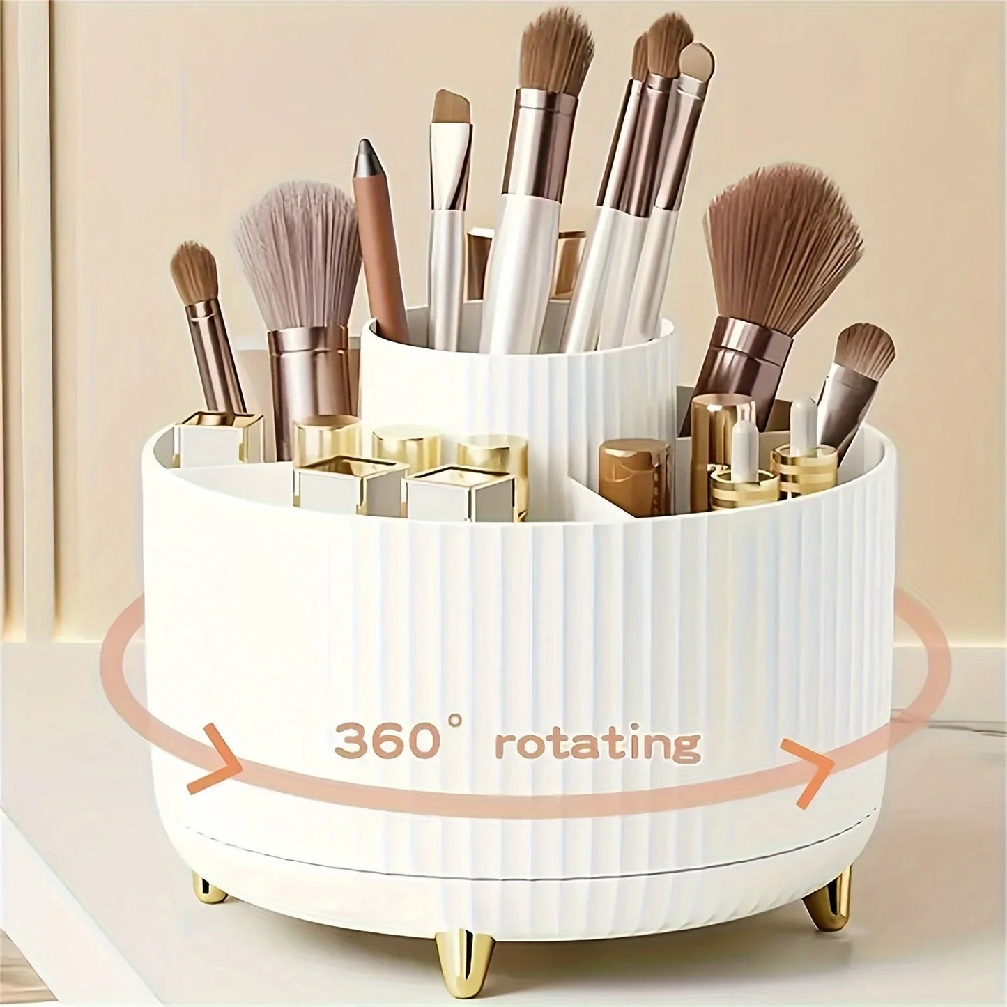 360° Rotating Makeup Storage Box Desktop Makeup Organizer Cosmetic Brush Holder Lipstick Eyebrow Pencil Holder Jewelry Container