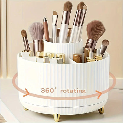 360° Rotating Makeup Storage Box Desktop Makeup Organizer Cosmetic Brush Holder Lipstick Eyebrow Pencil Holder Jewelry Container