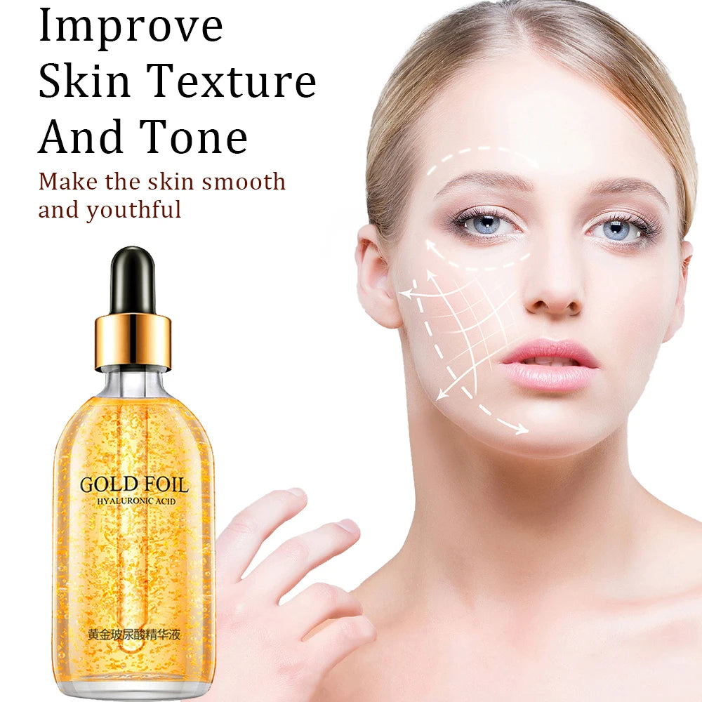 24K Gold Face Serum | Hyaluronic Acid & Nicotinamide | Anti-Aging, Lifting & Whitening Collagen Essence | 100ml
