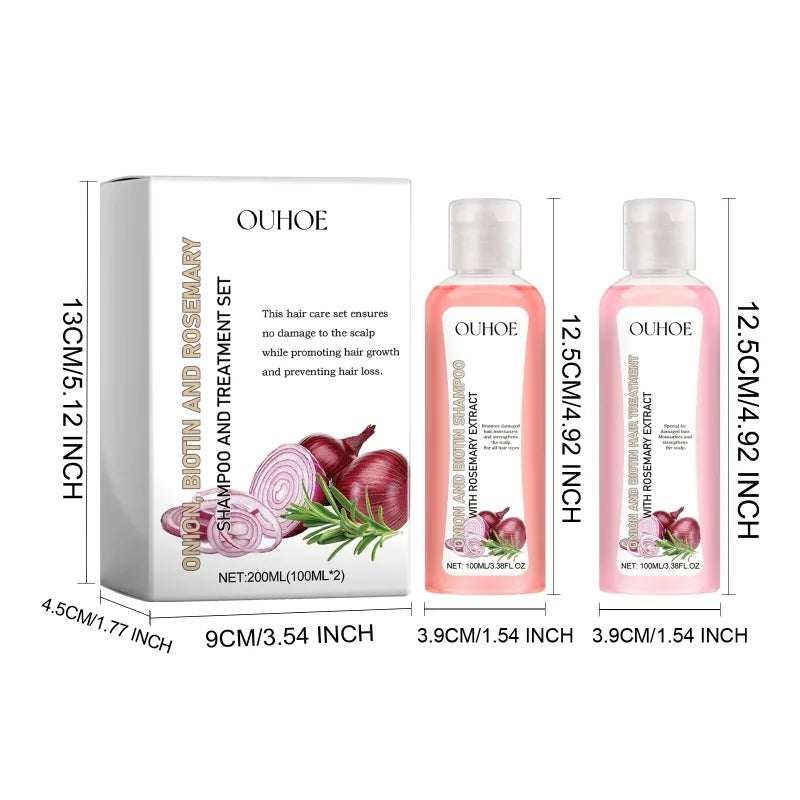 Shampoo & Conditioner Hair Care Set Onion Biotin and Rosemary Deep Cleansing Nourishing Shampoo For Hair Shine Smooth Densely