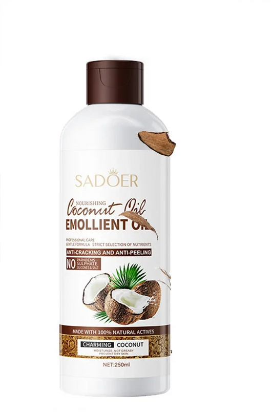 SADOER Coconut Massage & Body Oil – 250ml Moisturizing & Firming Oil for Skin & Hair