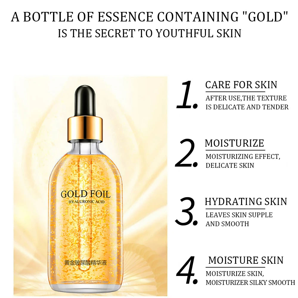 24K Gold Face Serum | Hyaluronic Acid & Nicotinamide | Anti-Aging, Lifting & Whitening Collagen Essence | 100ml