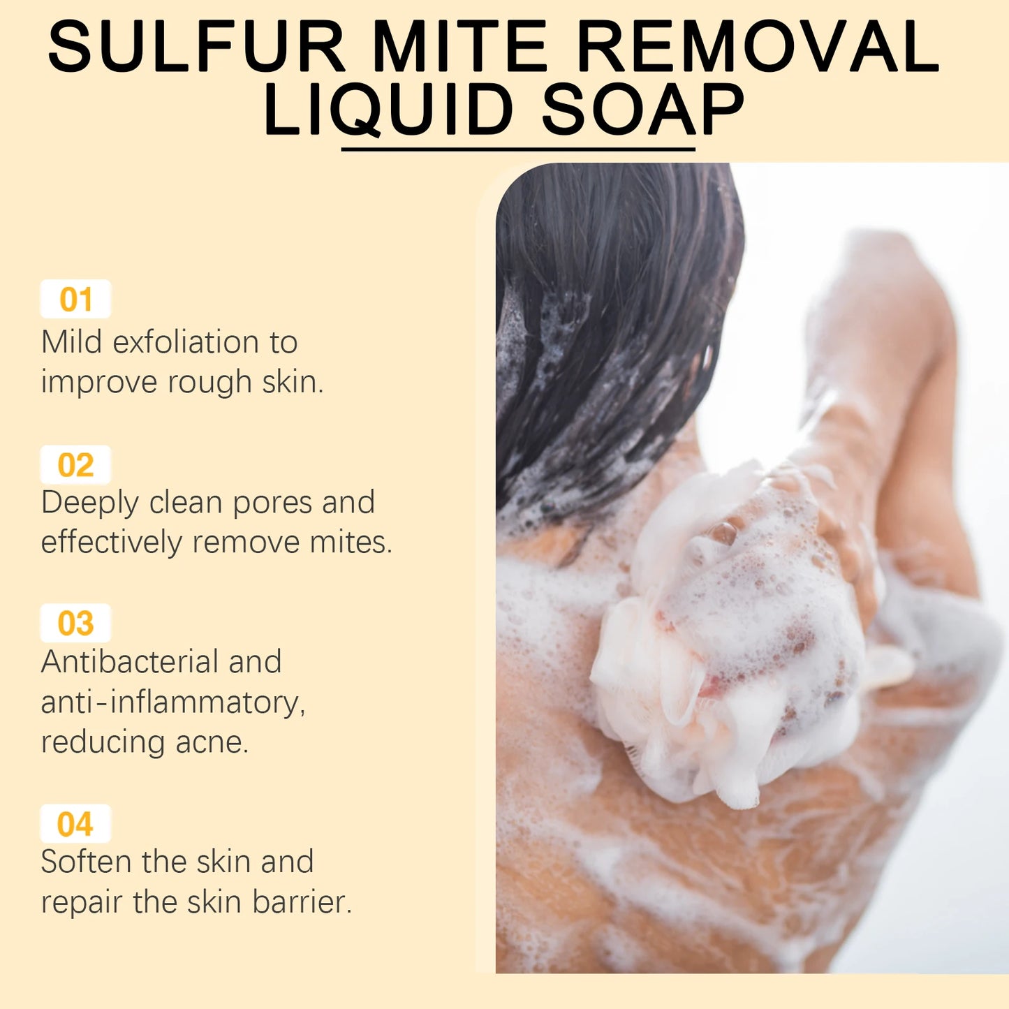 Sulfur Shower Gel Deep Cleaning Pores Removing Mites Oil Control Hydrating Improve Rough Skin Brightening Skin Tone Body Wash