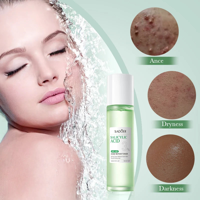 SADOER | 3% Salicylic Acid Acne Repair Toner | Acne Control, Pore Minimizing & Skin Soothing