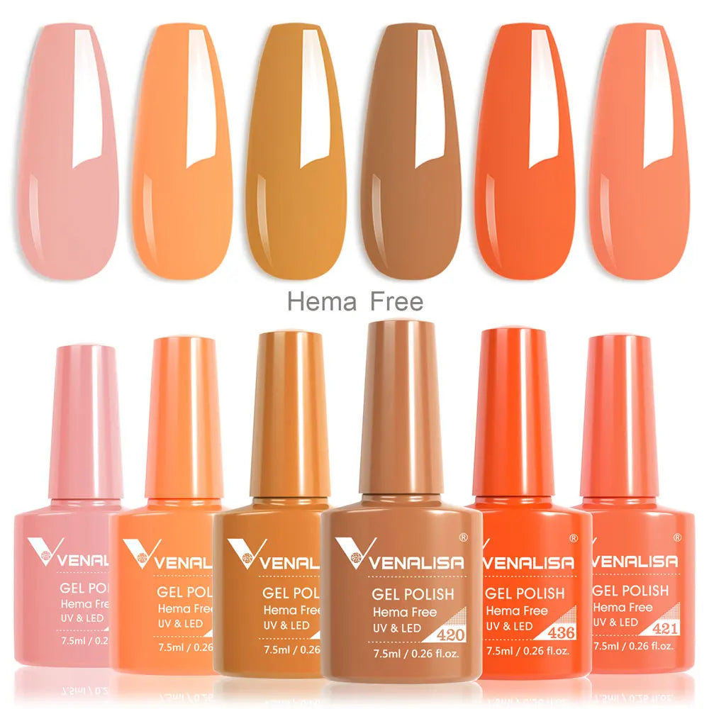 Venalisa Nail Gel Polish Kit HEMA FREE Nude Pink Color Collection Self Leveling Full Coverage Nail Manicure Set 6Pcs Kit