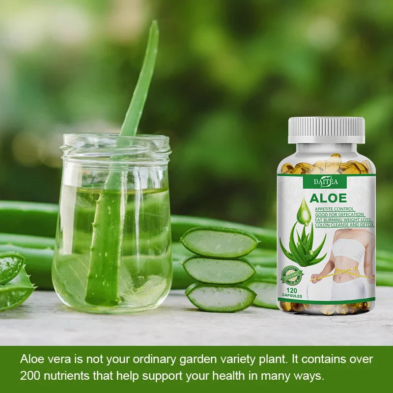 DAITEA | Aloe Capsules | Appetite Control, Fat Burn, Detox, Colon Cleanse | 60 Capsules