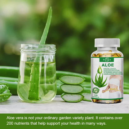DAITEA | Aloe Capsules | Appetite Control, Fat Burn, Detox, Colon Cleanse | 60 Capsules