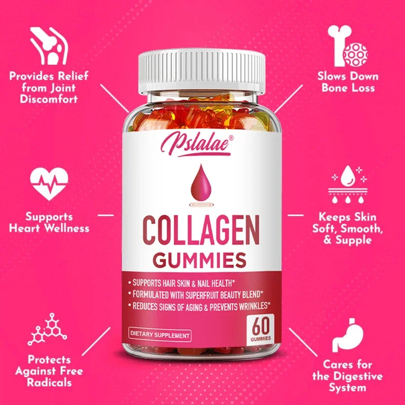Pslalae | Collagen Gummies with Superfruit Blend | Hair, Skin, Joints, Digestion & Immune Support | 60 Gummies