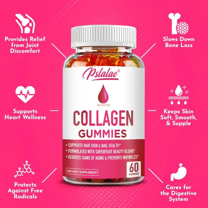Pslalae | Collagen Gummies with Superfruit Blend | Hair, Skin, Joints, Digestion & Immune Support | 60 Gummies