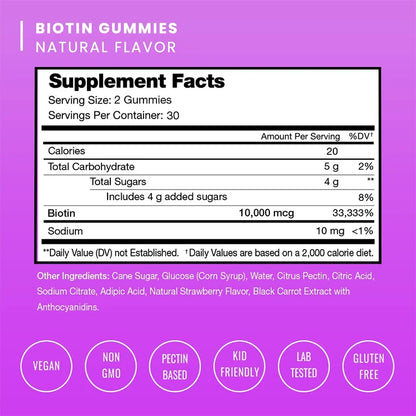 Xemenry | Premium Biotin Gummies | Healthy Hair, Skin & Nails | 60 Vegan Gummies
