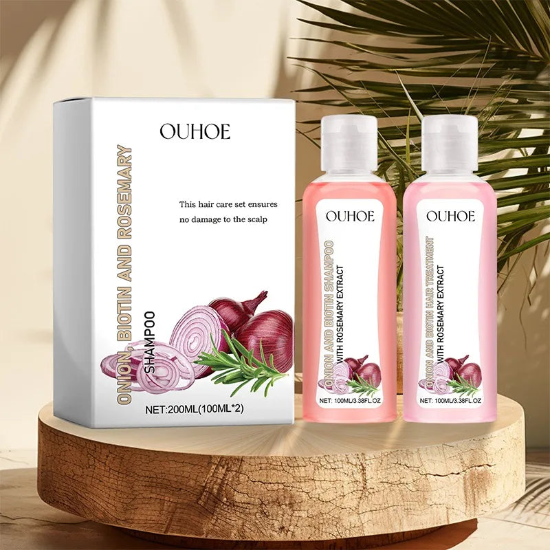 Shampoo & Conditioner Hair Care Set Onion Biotin and Rosemary Deep Cleansing Nourishing Shampoo For Hair Shine Smooth Densely