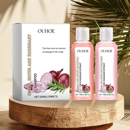 Shampoo & Conditioner Hair Care Set Onion Biotin and Rosemary Deep Cleansing Nourishing Shampoo For Hair Shine Smooth Densely