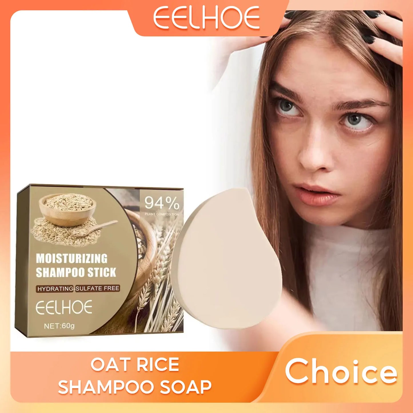 Hair Growth Shampoo Bar Anti Hair Loss Dandruff Removal Scalp Prevent Itching Baldness Treatment Nourish Oat Rice Shampoo Soap