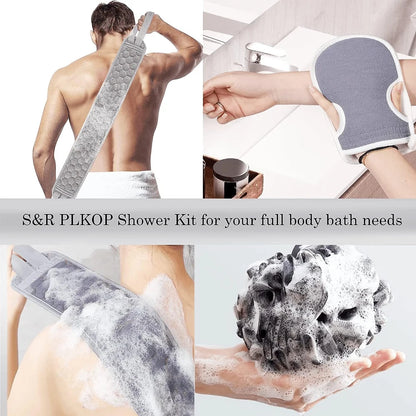 3pcs/set Body Scrubber Set Back Scrubber Bath Glove Shower Brush Exfoliating Scrub Sponge Loofah Dead Skin Removal Bathing Tools