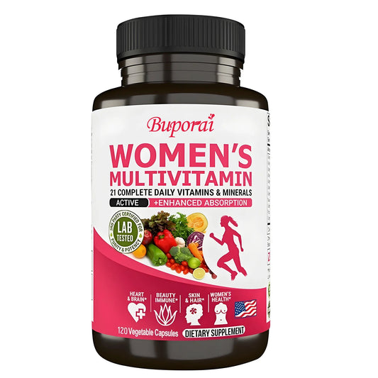 Buporai | Women's Daily Multivitamin with Vitamins A, C, E, D, K | Energy, Skin, Bone & Immune Support