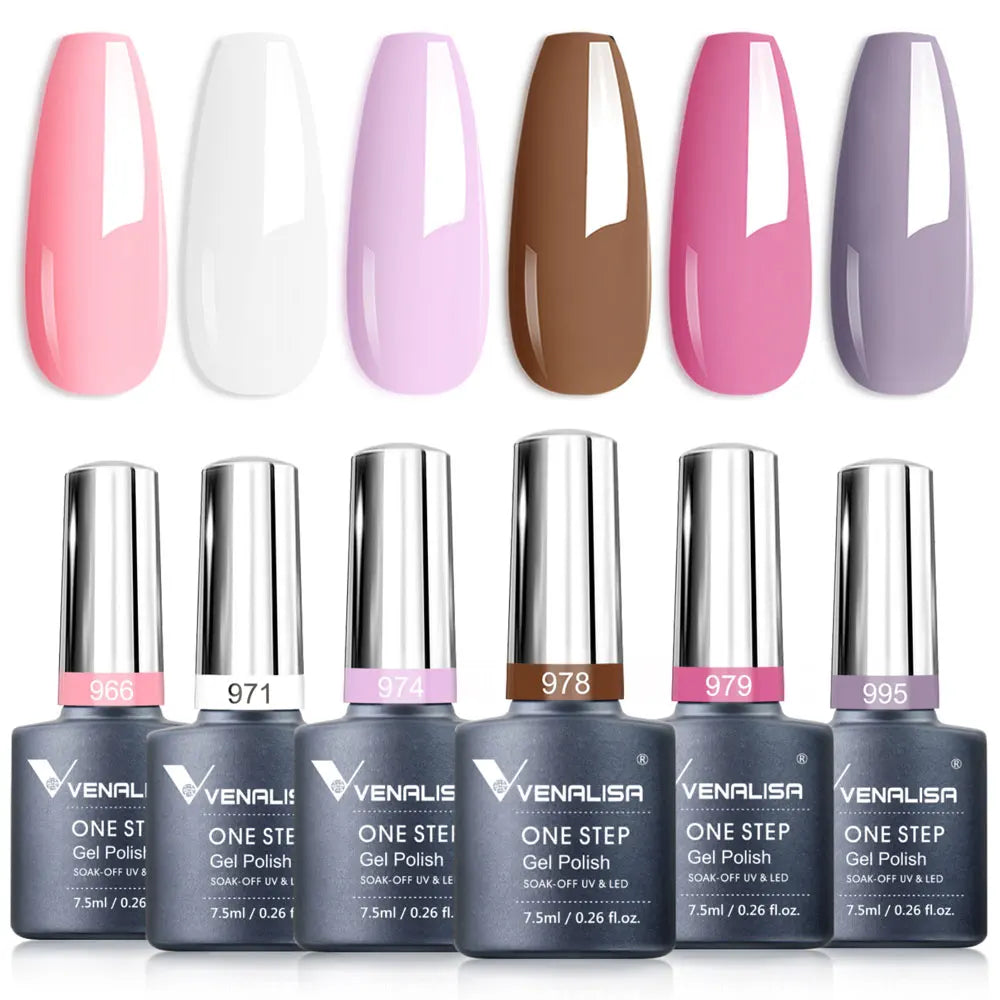 Venalisa Nail Gel Polish Kit HEMA FREE Nude Pink Color Collection Self Leveling Full Coverage Nail Manicure Set 6Pcs Kit