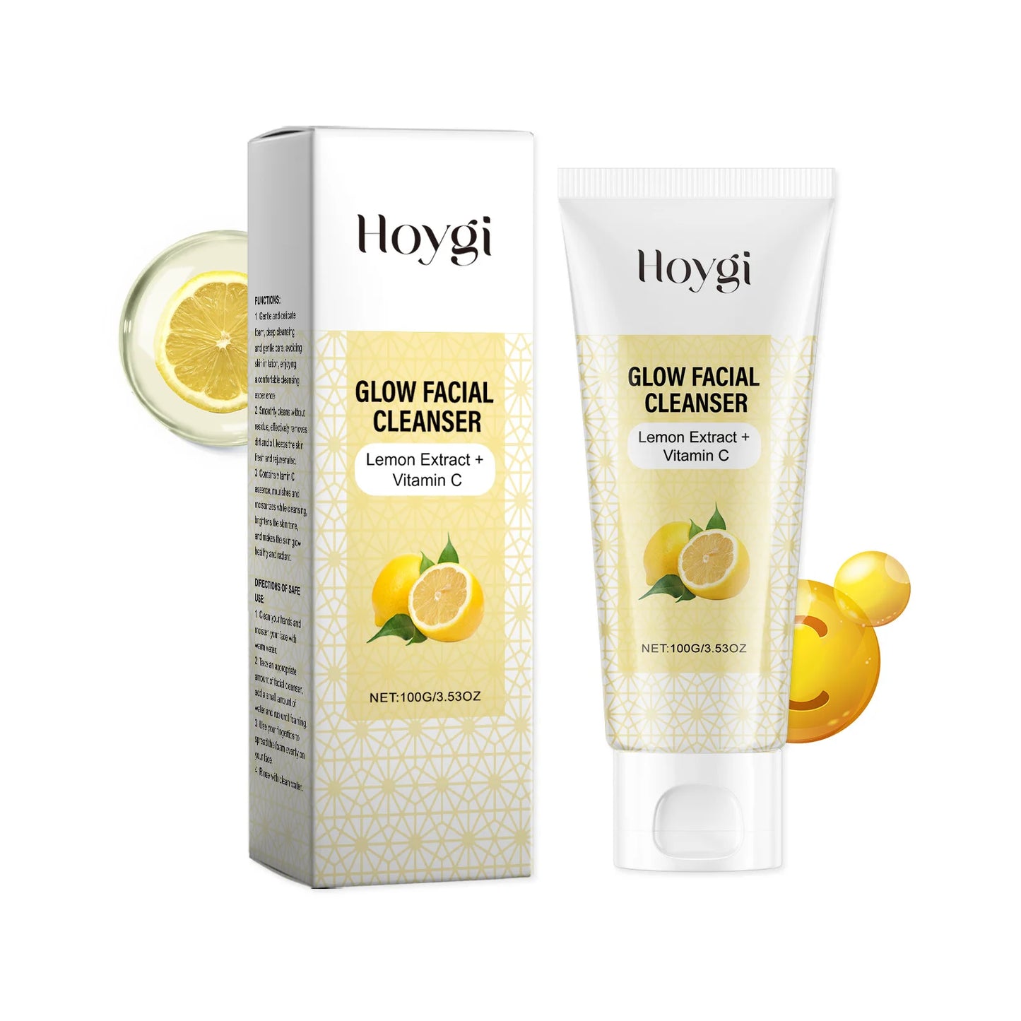 Hoygi | Lemon Extract & Vitamin C Facial Cleanser | Brightening, Moisturizing & Skin Nourishment